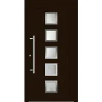 Haustuerenland.de Smarte Aluminium Haustür "SISSI" 79 mm RC2 mit Fingerprint Dunkelbraun RAL 8077 innen öffnend DIN links