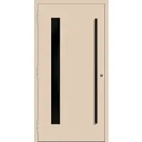 Haustuerenland.de Aluminium Haustür RC2 "PALOMA" 90 mm BLACKLINE Hellelfenbein RAL 1015 beidseitig außen öffnend DIN links