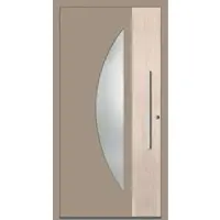 Haustuerenland.de SCHÜCO Aluminium Haustür "TAMIA" ADS 75.SI RC2 Graubeige RAL 1019 beidseitig innen öffnend DIN rechts