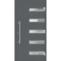Haustuerenland.de Smarte Haustür "SMILLA" 79 mm RC2 mit Fingerprint Basaltgrau RAL 7012 beidseitig außen öffnend DIN rechts
