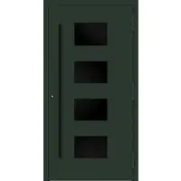 Haustuerenland.de Aluminium Haustür "WILHELMINE" 90 mm RC2 BLACKLINE Tannengrün matt RAL 6009 beidseitig außen öffnend DIN rechts
