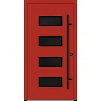 Haustuerenland.de Aluminium Haustür "NADINE" 82 mm RC2 BLACKLINE Feuerrot RAL 3000 beidseitig innen öffnend DIN rechts