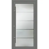 Haustuerenland.de PREMIUM Aluminium-Glas Haustür "ROMY" 90 mm Vollglas flächenbündig Graualuminium RAL 9007 innen öffnend DIN links