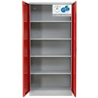 Proregal Stahlschrank BEE mit 9 lackierten Fachböden | HxBxT 195x92x42cm | Grau-Rot | Werkstattschrank Werkzeugschrank Aktenschrank Universalschrank