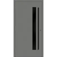 Haustuerenland.de Aluminium Haustür RC2 "SABRINA" 90 mm BLACKLINE Graualuminium RAL 9007 außen öffnend DIN links