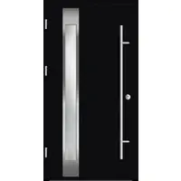 Haustuerenland.de Flügelüberdeckende Aluminium Haustür "PALOMA" 82 mm RC2 Tiefschwarz RAL 9005 beidseitig außen öffnend DIN links