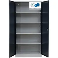 Proregal Stahlschrank Bee 9 Fachböden HxBxT 195 x 92 x 42 cm Pulverbeschichtetes Fachbodenmaterial Grau & Anthrazit