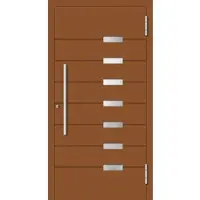 Haustuerenland.de RC2 Aluminium Haustür "VIVIEN" 78 mm Lehmbraun RAL 8003 beidseitig außen öffnend DIN rechts