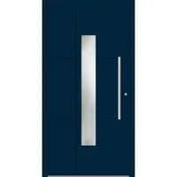 Haustuerenland.de SCHÜCO Aluminium Haustür "ROMINA" ADS 75.SI RC2 Stahlblau RAL 5011 innen öffnend DIN rechts
