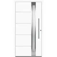 Haustuerenland.de Aluminium Haustür "PETRA" 60 mm RC2 flügelüberdeckend Weiß RAL 9016 beidseitig innen öffnend DIN rechts