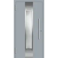 Haustuerenland.de Aluminium Haustür RC2 "NINA" 78 mm Fenstergrau RAL 7040 beidseitig außen öffnend DIN links