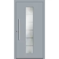 Haustuerenland.de Aluminium Haustür nach Maß "POLLY" 60 mm RC2 Fenstergrau RAL 7040 beidseitig innen öffnend DIN links
