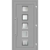 Haustuerenland.de Smarte Aluminium Haustür "SISSI" 79 mm RC2 mit Fingerprint Weißaluminium RAL 9006 beidseitig außen öffnend DIN rechts