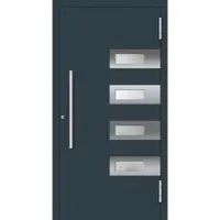 Haustuerenland.de Aluminium Haustür RC2 "SHIRIN" 78 mm Anthrazit RAL 7016 beidseitig außen öffnend DIN rechts
