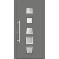 Haustuerenland.de Smarte Haustür "SISSI" 79 mm RC2 mit Fingerprint Graualuminium RAL 9007 innen öffnend DIN links