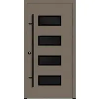 Haustuerenland.de Aluminium Haustür "NADINE" 82 mm RC2 BLACKLINE Beigegrau RAL 7006 beidseitig innen öffnend DIN links
