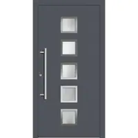 Haustuerenland.de Smarte Haustür "SISSI" 79 mm RC2 mit Fingerprint Schiefergrau RAL 7015 innen öffnend DIN links