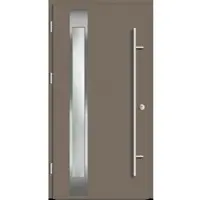 Haustuerenland.de Flügelüberdeckende Aluminium Haustür "PALOMA" 82 mm RC2 Beigegrau RAL 7006 beidseitig außen öffnend DIN links