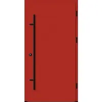 Haustuerenland.de Flügelüberdeckende Aluminium Haustür "VALERIA" 82 mm RC2 BLACKLINE Feuerrot RAL 3000 beidseitig außen öffnend DIN rechts