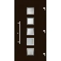 Haustuerenland.de Smarte Aluminium Haustür "SISSI" 79 mm RC2 mit Fingerprint Dunkelbraun RAL 8077 außen öffnend DIN rechts