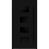 Haustuerenland.de Aluminium Haustür "WILHELMINE" 90 mm RC2 BLACKLINE Signalschwarz RAL 9004 beidseitig innen öffnend DIN rechts