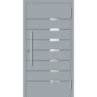 Haustuerenland.de RC2 Aluminium Haustür "VIVIEN" 78 mm Fenstergrau RAL 7040 beidseitig außen öffnend DIN rechts