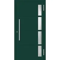 Haustuerenland.de Aluminium Haustür RC2 "RHEA" 78 mm Moosgrün RAL 6005 beidseitig außen öffnend DIN rechts