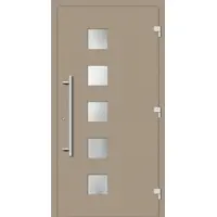 Haustuerenland.de Haustür RC3 "STELLA" 79 mm Graubeige RAL 1019 beidseitig außen öffnend DIN rechts