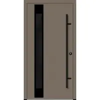 Haustuerenland.de Flügelüberdeckende Aluminium Haustür "PALOMA" 82 mm RC2 BLACKLINE Beigegrau RAL 7006 beidseitig innen öffnend DIN rechts