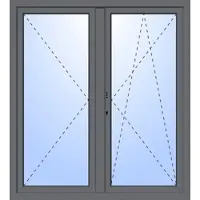 Haustuerenland.de Balkon Doppeltür ohne Pfosten "OSKAR" 3-fach Verglasung GEALAN (abschließbar) Basaltgrau RAL 7012 innen öffnend DIN links