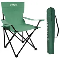 24MOVE Campingstuhl Faltstuhl Grün Mit Getraenkehalter Tragetasche Outdoor Faltbar Max 100Kg Anglerstuhl Polyester