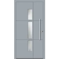 Haustuerenland.de Aluminium Haustür RC2 "TIANA" 78 mm Fenstergrau RAL 7040 beidseitig innen öffnend DIN rechts