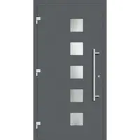 Haustuerenland.de Haustür mit Fingerprint "STELLA" 79 mm RC2 Basaltgrau RAL 7012 beidseitig außen öffnend DIN links