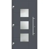 Haustuerenland.de Haustür "SKADI" 79 mm RC3 Schiefergrau RAL 7015 beidseitig außen öffnend DIN links