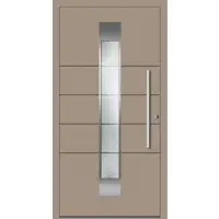 Haustuerenland.de Aluminium Haustür "TINA" SCHÜCO ADS 75.SI RC2 Graubeige RAL 1019 innen öffnend DIN rechts