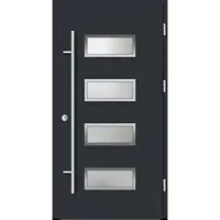Haustuerenland.de Aluminium Haustür "NADINE" 82 mm RC2 Anthrazit RAL 7016 beidseitig außen öffnend DIN rechts