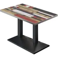 GGM Möbel BPA | Bistro Tisch | 120 x 70 x 81 cm | Rechteckig | Edelstahl Rand | Vintage Bunt / Schwarz