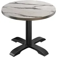 GGM Möbel BSD | Bistro Tisch | Ø 70 x 74,5 cm | Rund | Edelstahl Rand | | Weiß Marmor / Schwarz