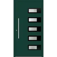 Haustuerenland.de Schüco Aluminium Haustür "CLARISSA" ADS 75.SI RC2 Moosgrün RAL 6005 beidseitig innen öffnend DIN links