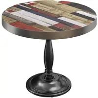 GGM Möbel BD | Bistro Tisch | Ø 80 x 78 cm | Rund | Edelstahl Rand | Vintage Bunt / Schwarz