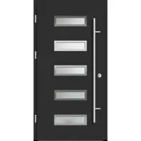 Haustuerenland.de Aluminium Haustür "AGADA" 92 mm RC2 Anthrazit Eisenglimmer DB 703 beidseitig außen öffnend DIN links