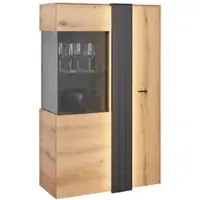 Momax Vitrine Verdana in Eiche/Grau