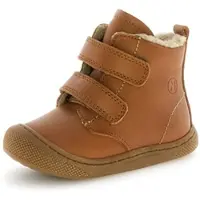 Naturino Lauflernschuh "Bubble Wide", Jungen, Gr. 22, braun, Nappaleder, unifarben, Schuhe Lauflernschuh, Klettstiefel mit Wollfutter, Größenschablone zum Download