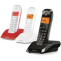 Motorola S 1203 TRIO Strahlungsarmes Schnurlostelefon, Rufnummernanzeige, 2 zusätzliche Mobilteile, Freisprechfunktion, DECT