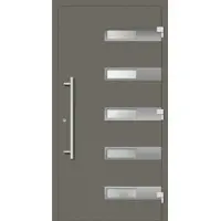 Haustuerenland.de Haustür RC3 "SMILLA" 79 mm Quarzgrau RAL 7039 außen öffnend DIN rechts