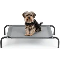 Lionto Hundeliege, bequemes Outdoor Hundebett mit Netzgewebe, erhöht, luftig & wetterfest, 75x47 cm, grau