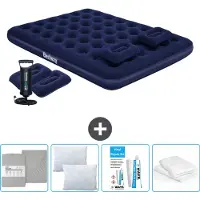 OEM 2-Personen-Luftbett - Blauw - 152 x 203 x 22 cm - inklusive Handpump, Kissen, Hoeslaken, Kissenbeschutzern und Reparaturset