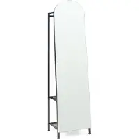 En.casa Garderobenspiegel 2-in-1 'Frenraby' Ganzkörperspiegel mit Kleiderstange und 2 Ablagen Metall 165 x 40 x 35 cm Schwarz