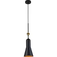 Elstead Lighting Hängeleuchte ETOILE E27 1x60W Stahl/Harz Blattgold, mattschwarz H:156.8cm Ø17.8cm dimmbar