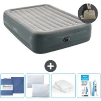OEM Luftmatratze 2 Personen - 152 x 203 x 46 cm - Grau - inkl. Pumpe - Bettwäsche - Kissen - Reparaturset und Kissenbezug